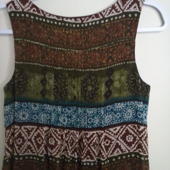 Chris McLaughlin Dress Women 4 Sleeveless Flowing Pattern Green Brown - Picture 14 of 16
